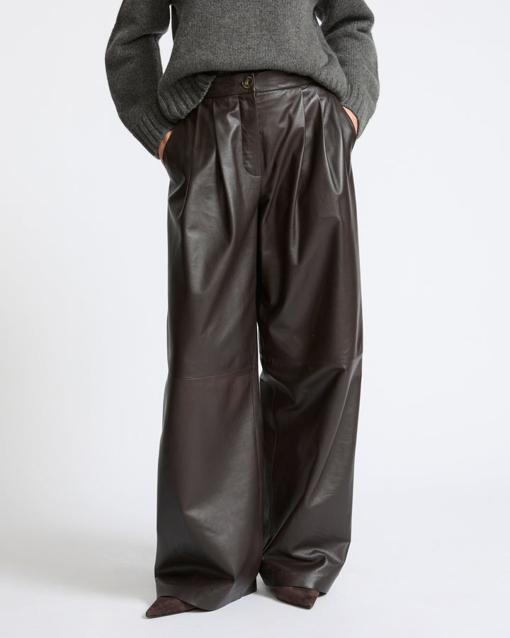 Wide lambskin leather pants - Yves Salomon - New Fall Winter Collection