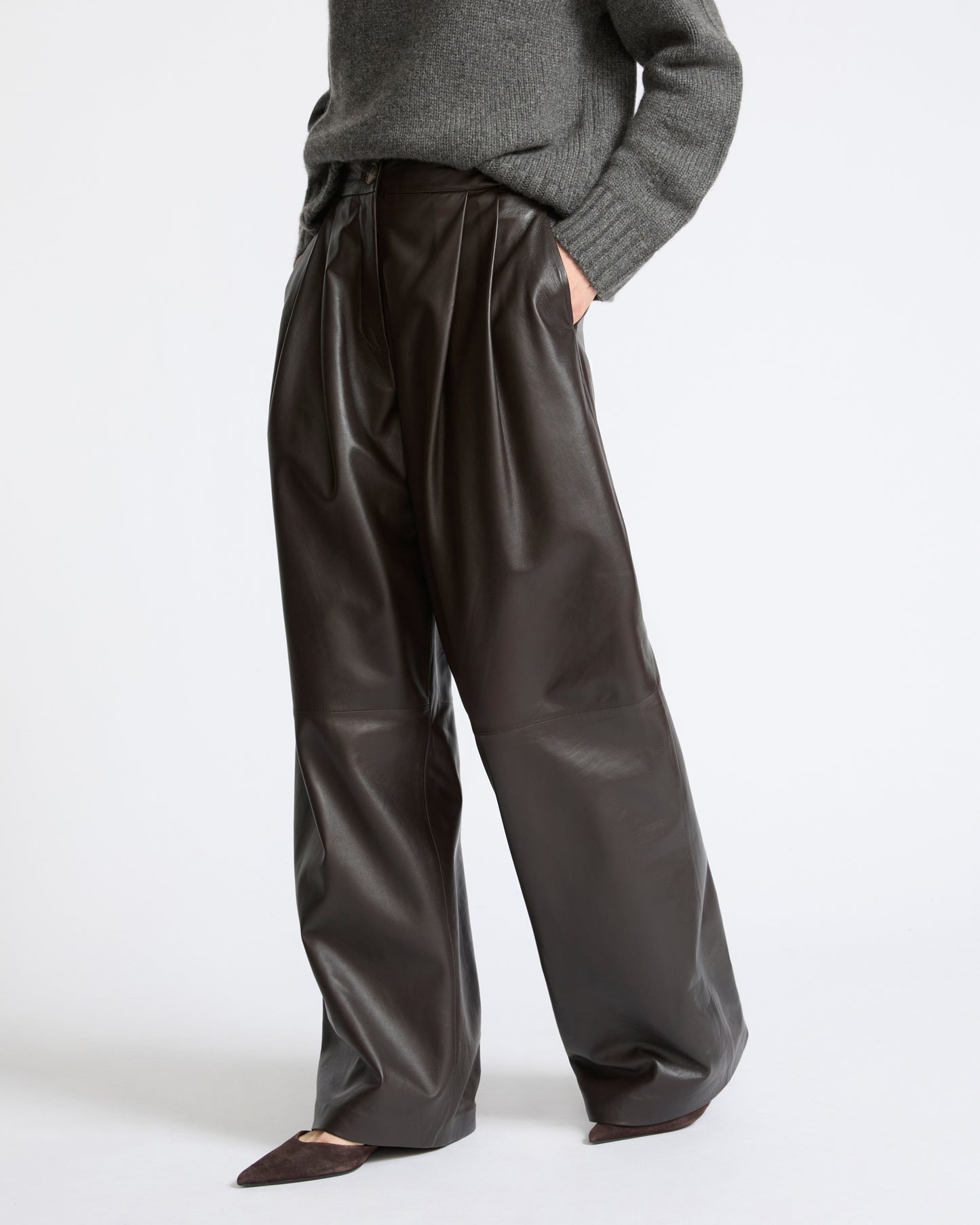 Wide lambskin leather pants - Yves Salomon - New Fall Winter Collection