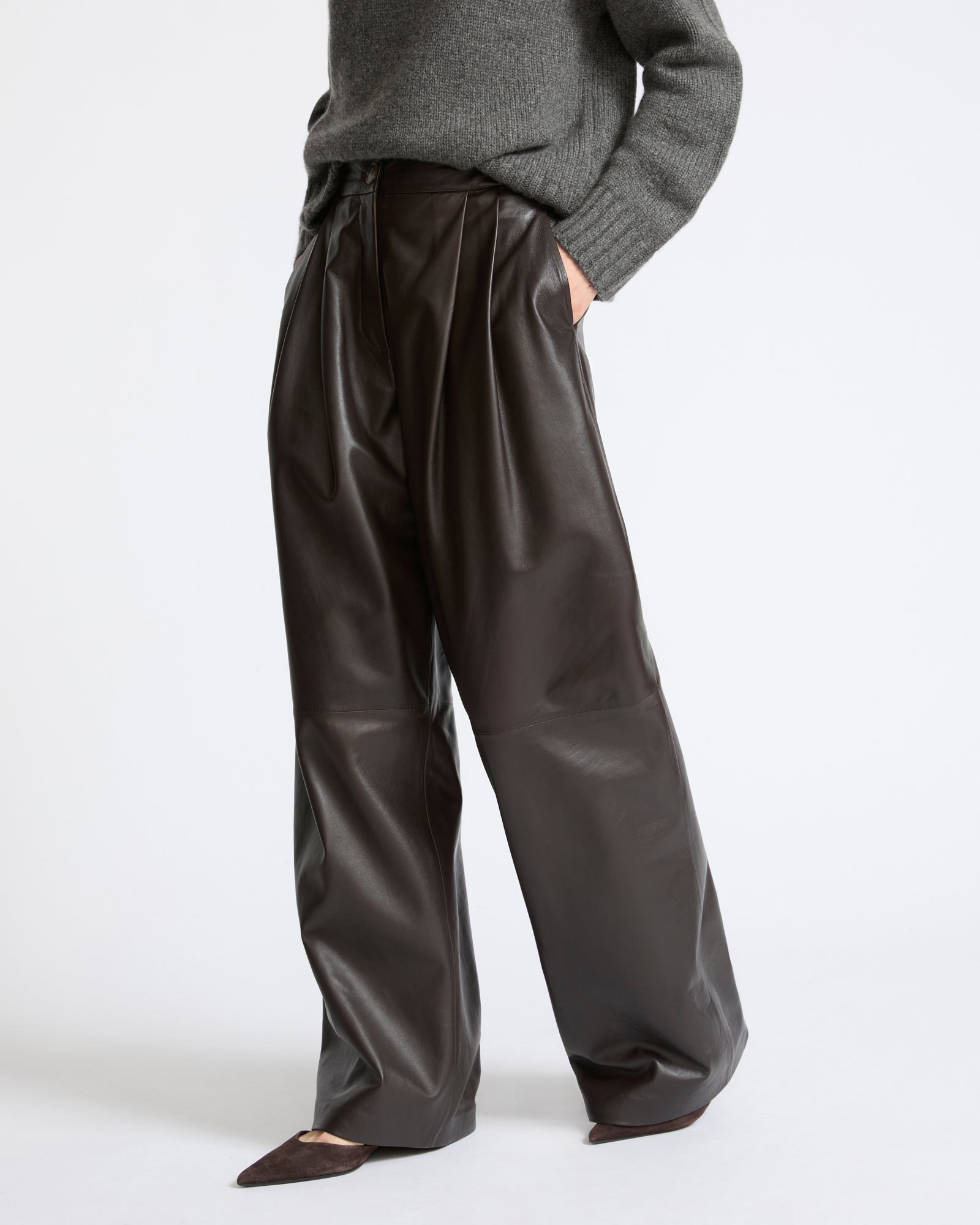 Wide lambskin leather pants - Yves Salomon - New Fall Winter Collection