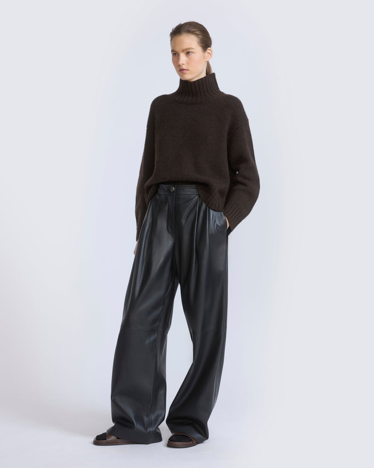 Wide lambskin leather pants - Yves Salomon - New Fall/Winter Collection