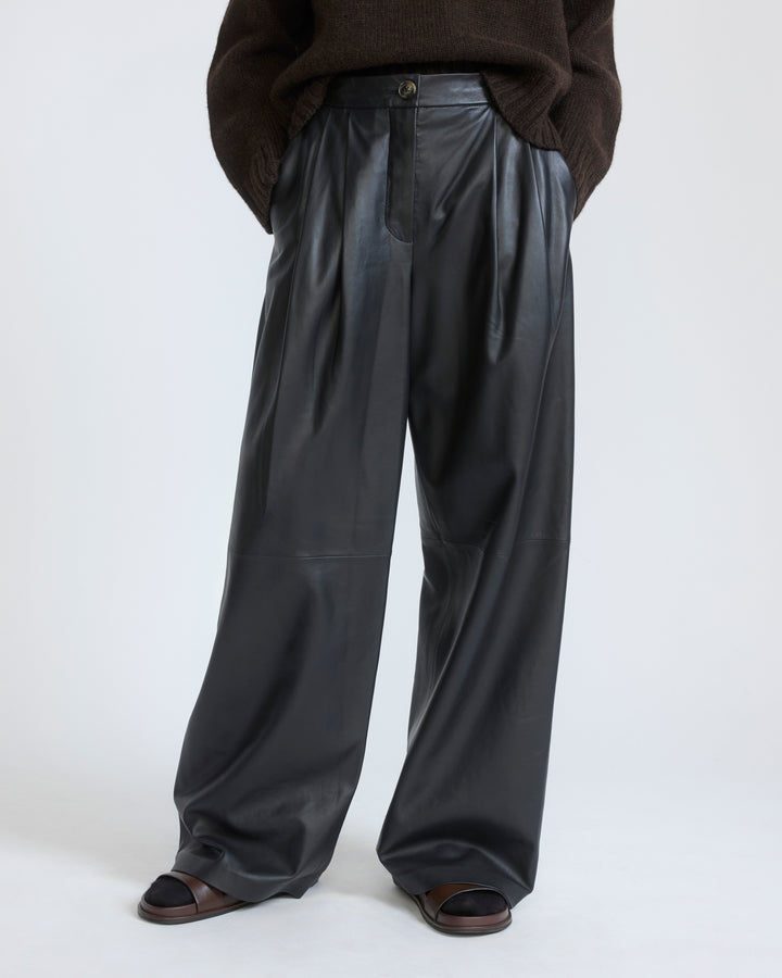 Wide lambskin leather pants - Yves Salomon - New Fall/Winter Collection