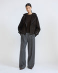 Double-sided cashmere wool hooded jacket