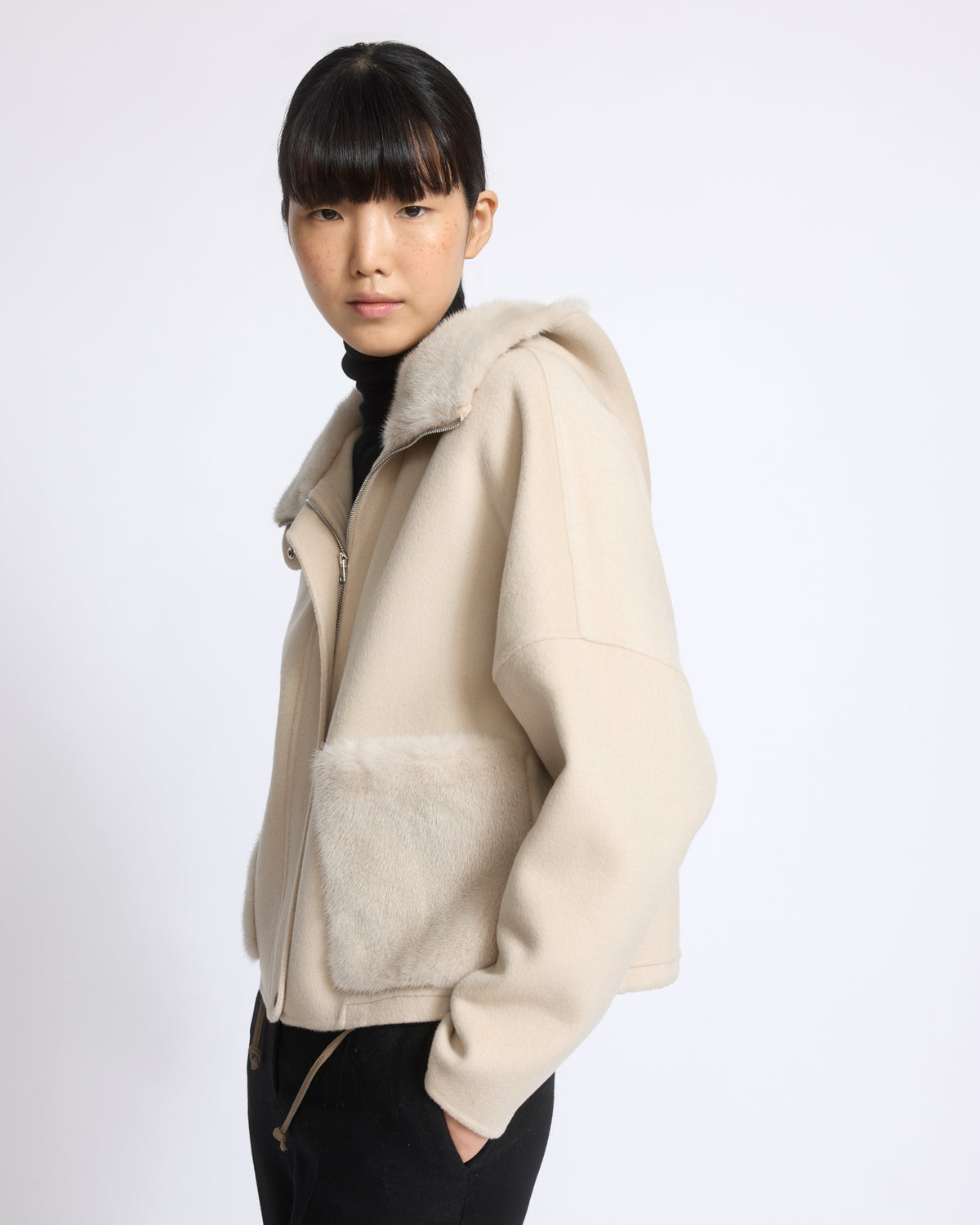 Double-sided cashmere wool hooded jacket with mink fur - Yves Salomon - New Fall/Winter Collection