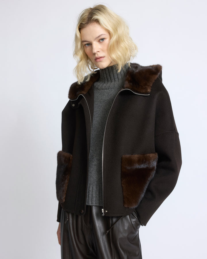 Double-sided cashmere wool hooded jacket with mink fur - Yves Salomon - New Fall/Winter Collection