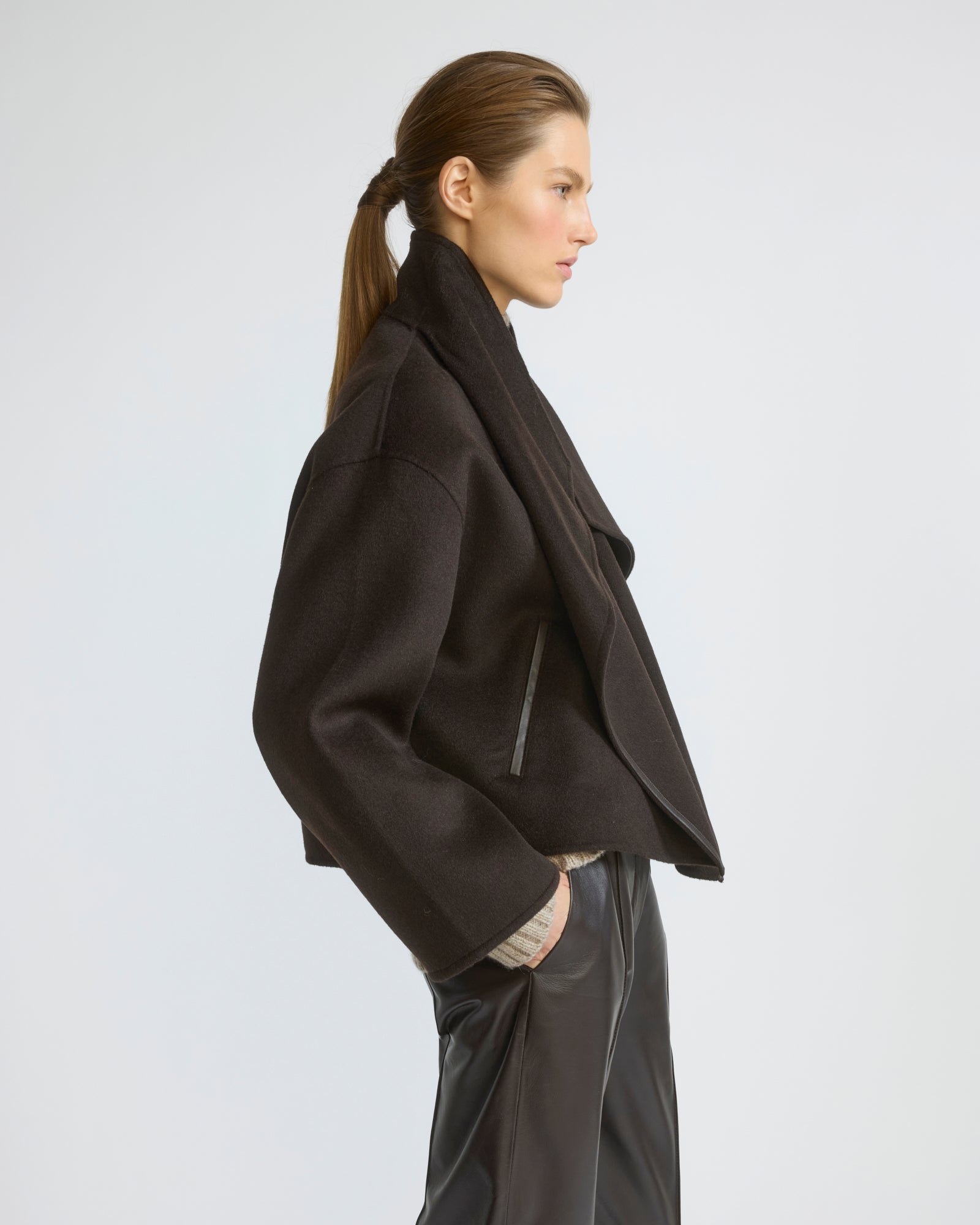 Short double-sided cashmere wool jacket with lambskin shearling - Yves Salomon - New Fall/Winter Collection