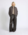 Short double-sided cashmere wool shirt