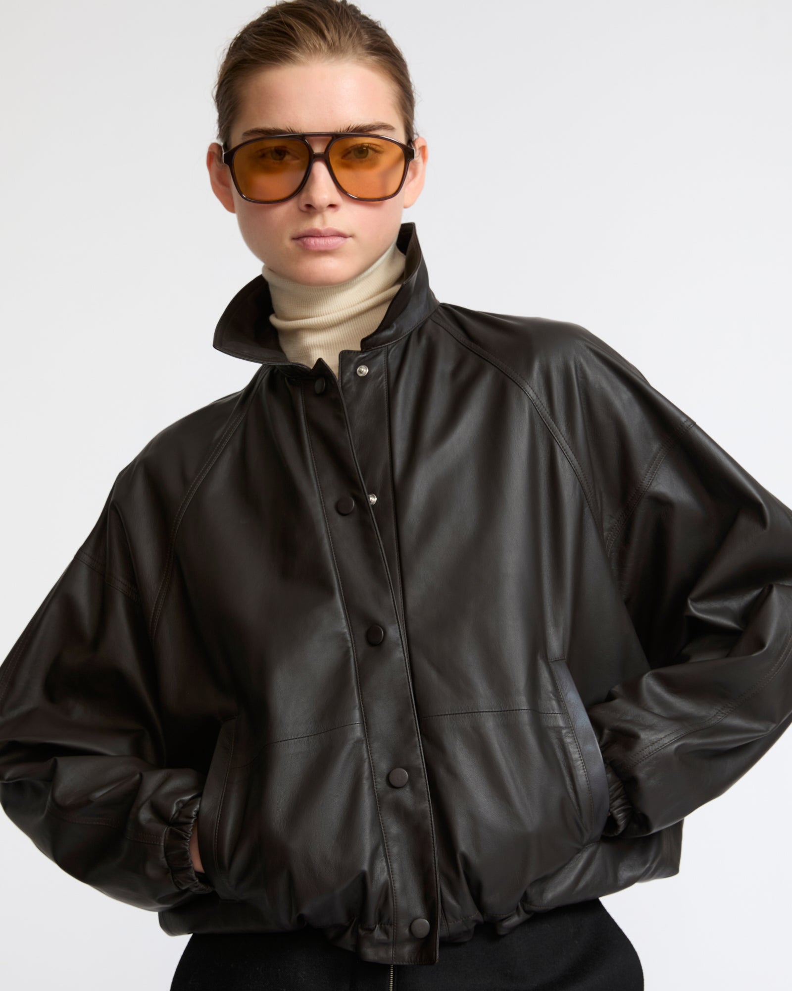 Short fine lambskin leather jacket - Yves Salomon - New Fall Winter Collection