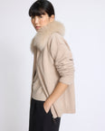 Merino knit jacket with fox fur