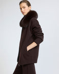 Merino knit jacket with fox fur