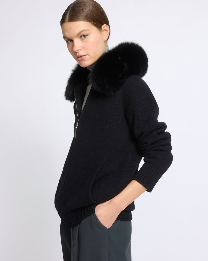 Merino knit jacket with fox fur - Yves Salomon - New Fall/Winter Collection