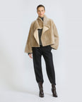 Reversible short Lacon lambskin shearling jacket