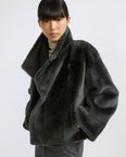 Reversible short Lacon lambskin shearling jacket