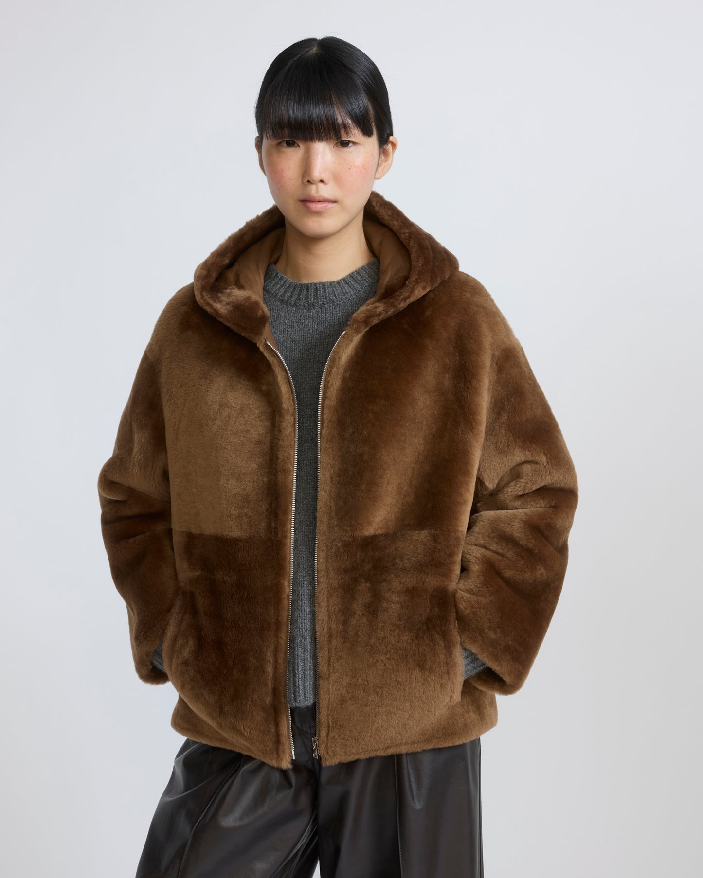 Hooded Merino lambskin shearling jacket - Yves Salomon - New Fall/Winter Collection