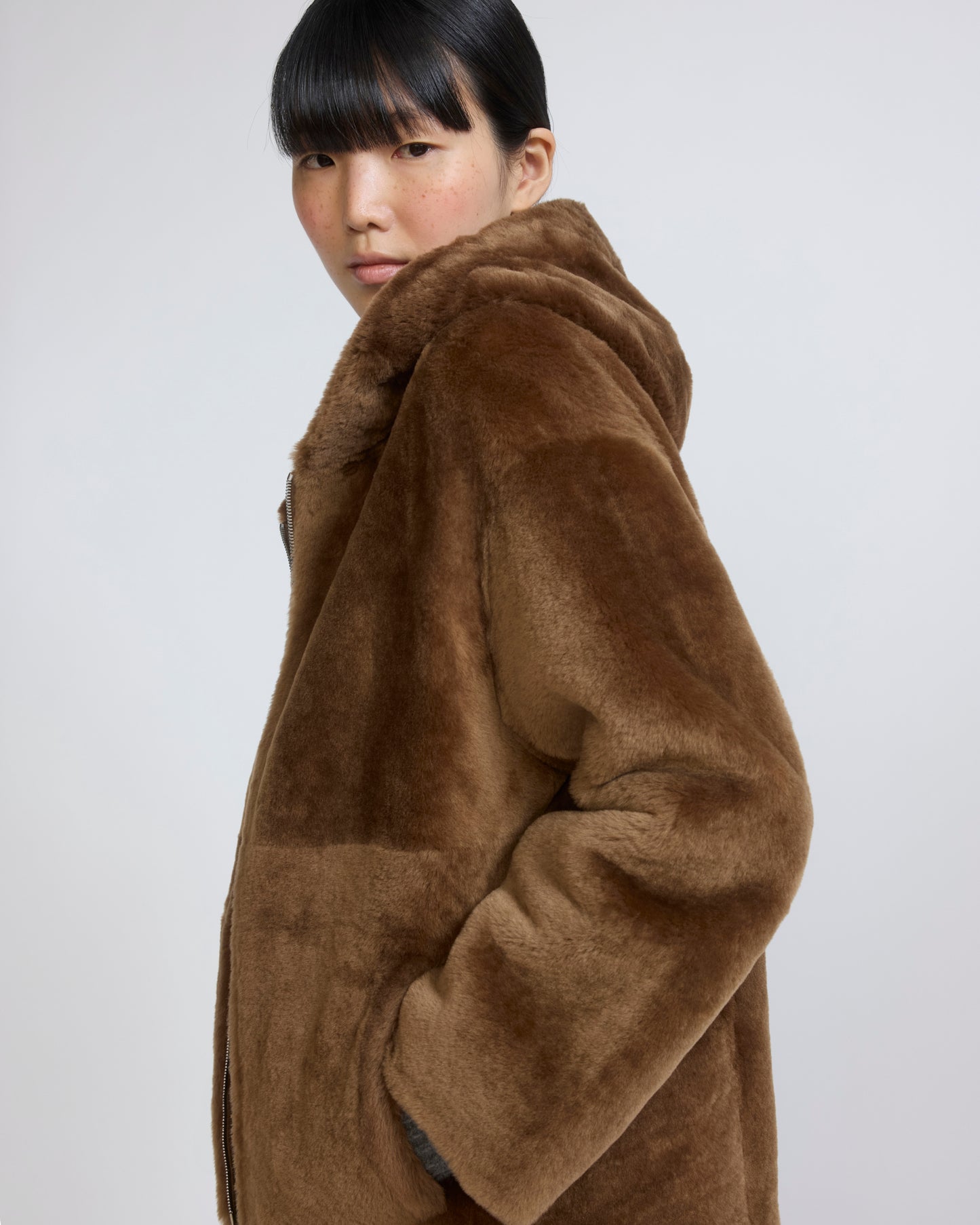 Hooded Merino lambskin shearling jacket - Yves Salomon - New Fall/Winter Collection