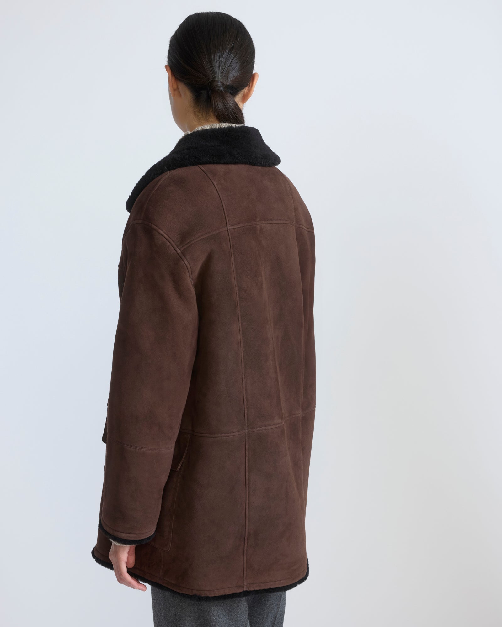 Curly Merino lambskin shearling pea coat - Yves Salomon - New Fall/Winter Collection