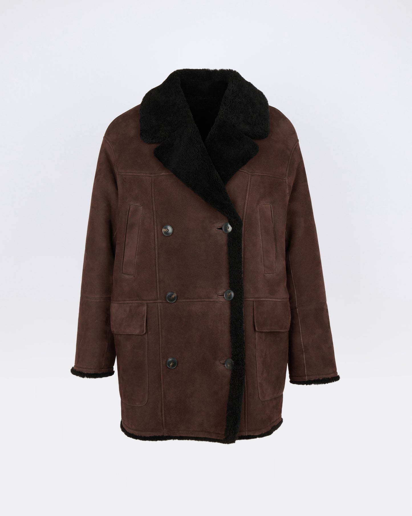Curly Merino lambskin shearling pea coat - Yves Salomon - New Fall/Winter Collection