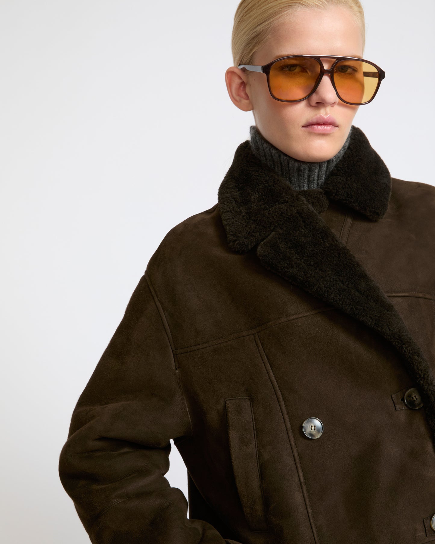Curly Merino lambskin shearling pea coat - Yves Salomon - New Fall Winter Collection