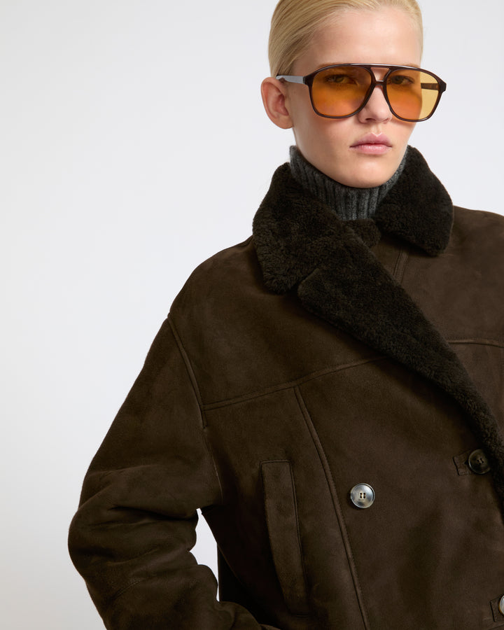 Curly Merino lambskin shearling pea coat - Yves Salomon - New Fall Winter Collection
