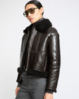 Short varnished Merinillo lambskin shearling jacket