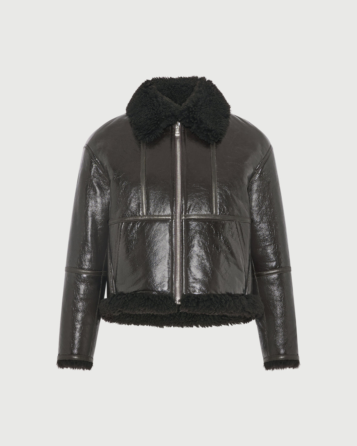 Short varnished Merinillo lambskin shearling jacket - Yves Salomon - New Fall/Winter Collection