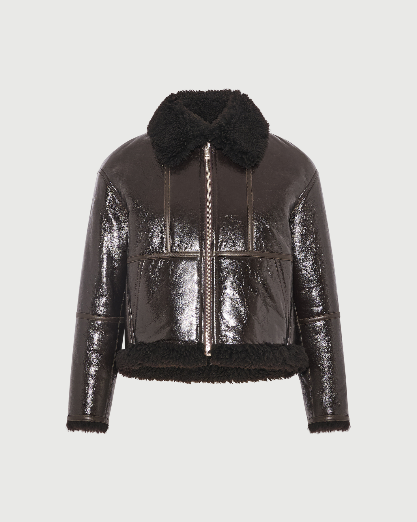 Short varnished Merinillo lambskin shearling jacket - Yves Salomon - New Fall Winter Collection