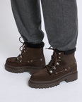 Suede leather and brushed merinillo lambskin ankle boots