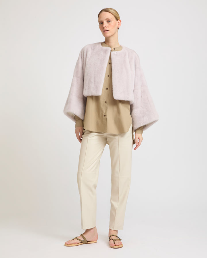 Short cape in long-haired mink fur
