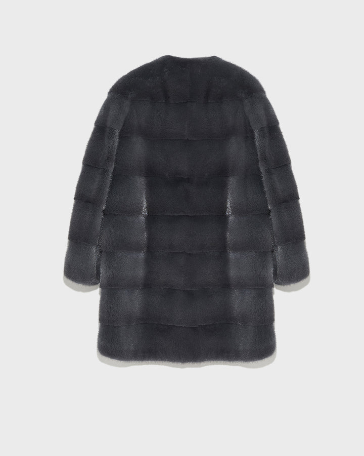 Long striped mink jacket