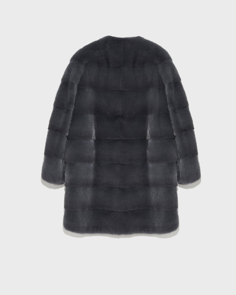 Long striped mink jacket