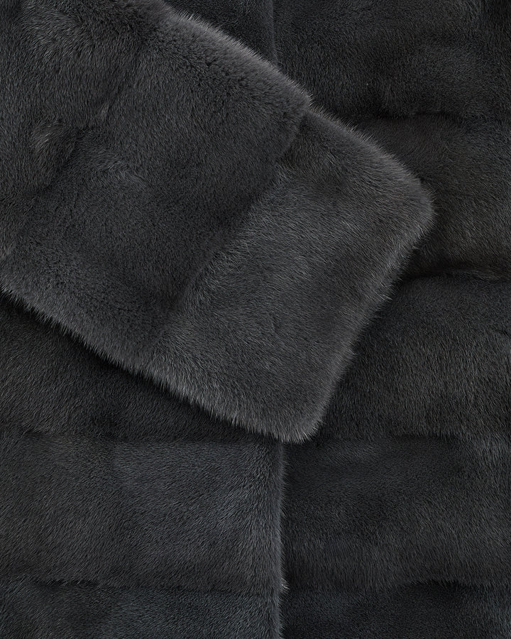 Long striped mink jacket