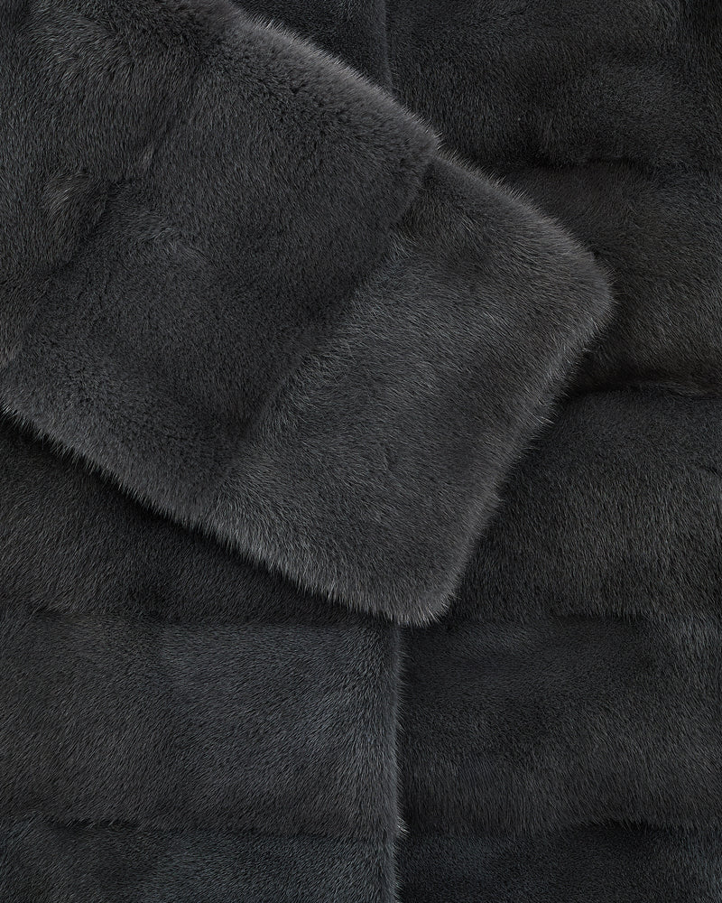 Long striped mink jacket