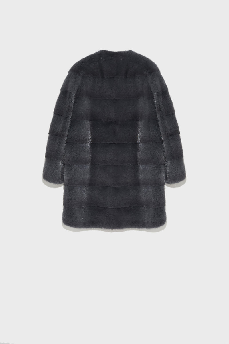 Long striped mink jacket