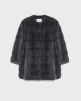 Long striped mink jacket