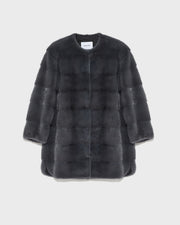Long striped mink jacket