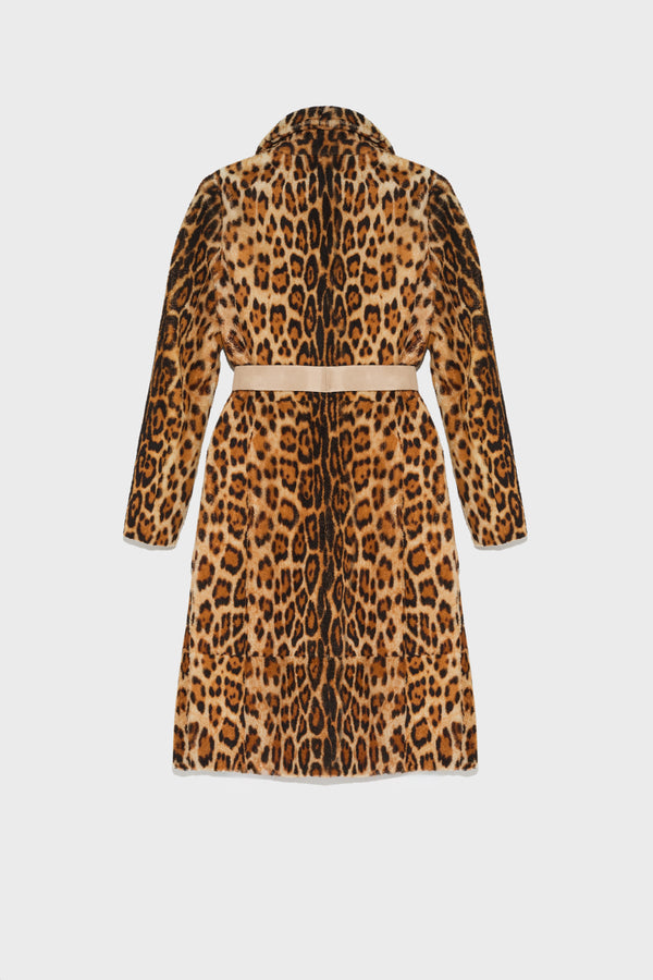Reversible coat in printed lambskin and leather
