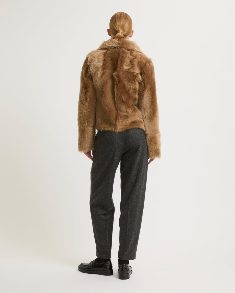 Short jacket in Toscana lambskin - brown - Yves Salomon