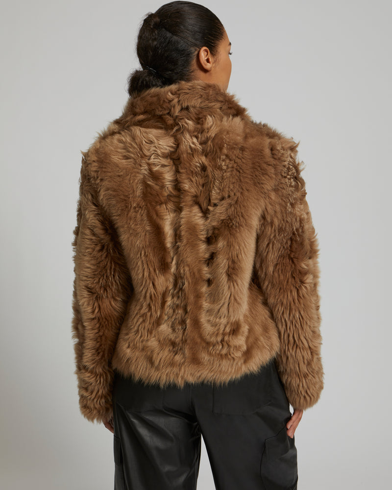 Short jacket in Toscana lambskin - brown - Yves Salomon