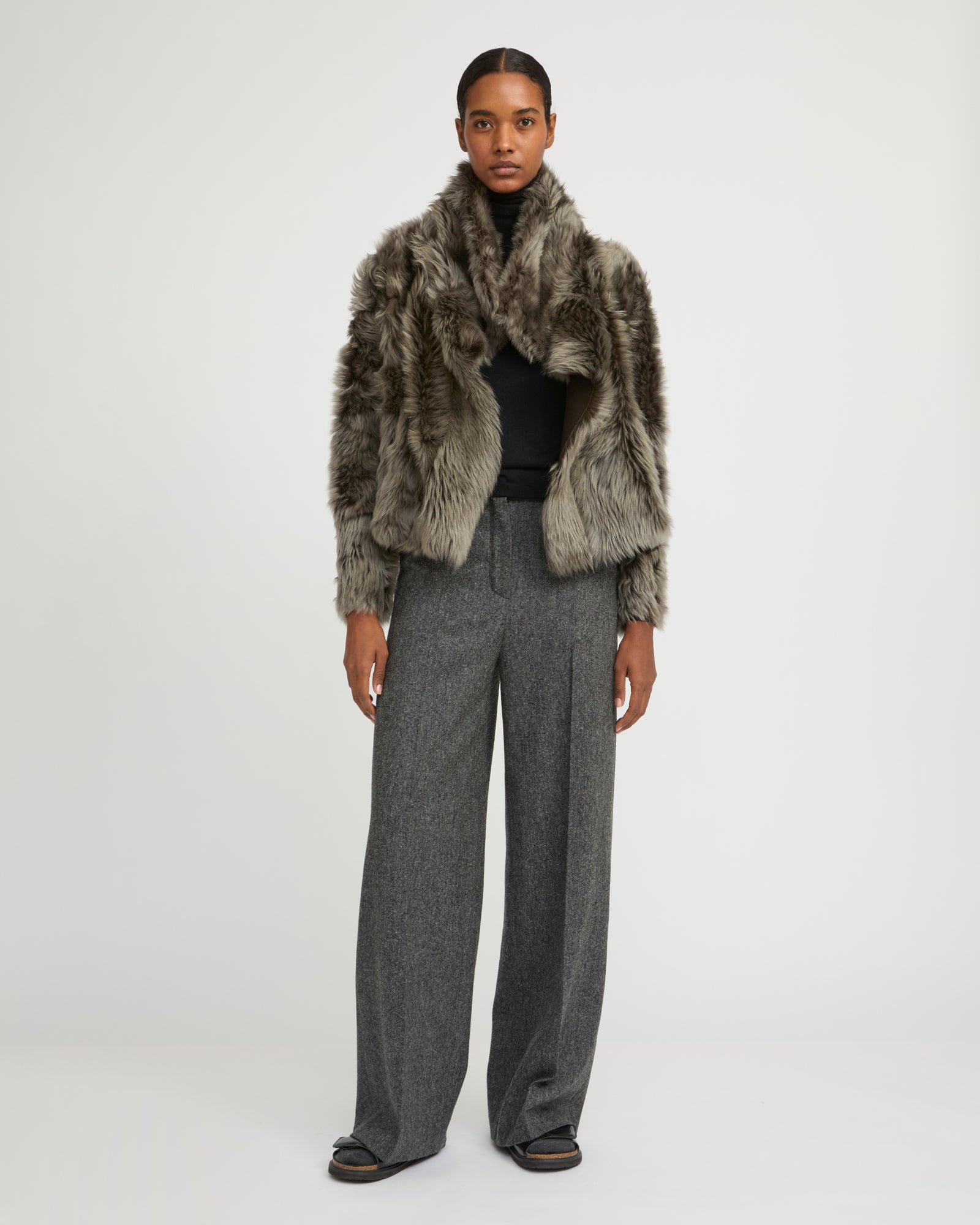 YVES SALOMON パープル　ファーショートコート YVES SALOMON パープル ファーショートコート YVES SALOMON パープル