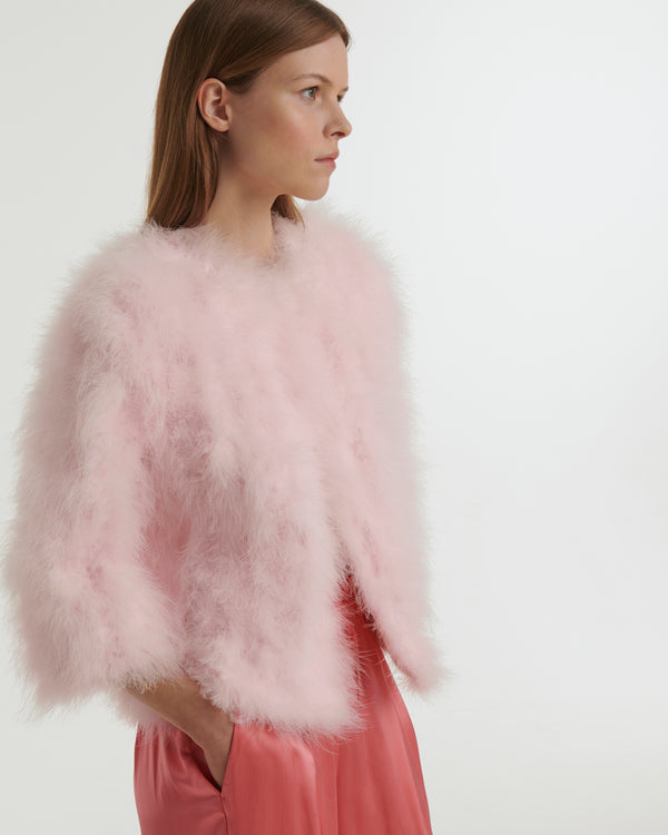 Cropped feather jacket - pink - Yves Salomon