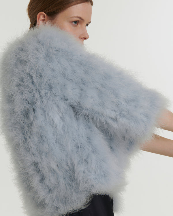 Cropped feather jacket - blue - Yves Salomon