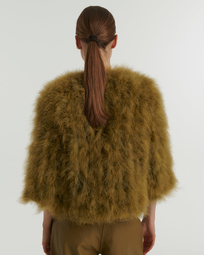 Cropped feather jacket - green - Yves Salomon