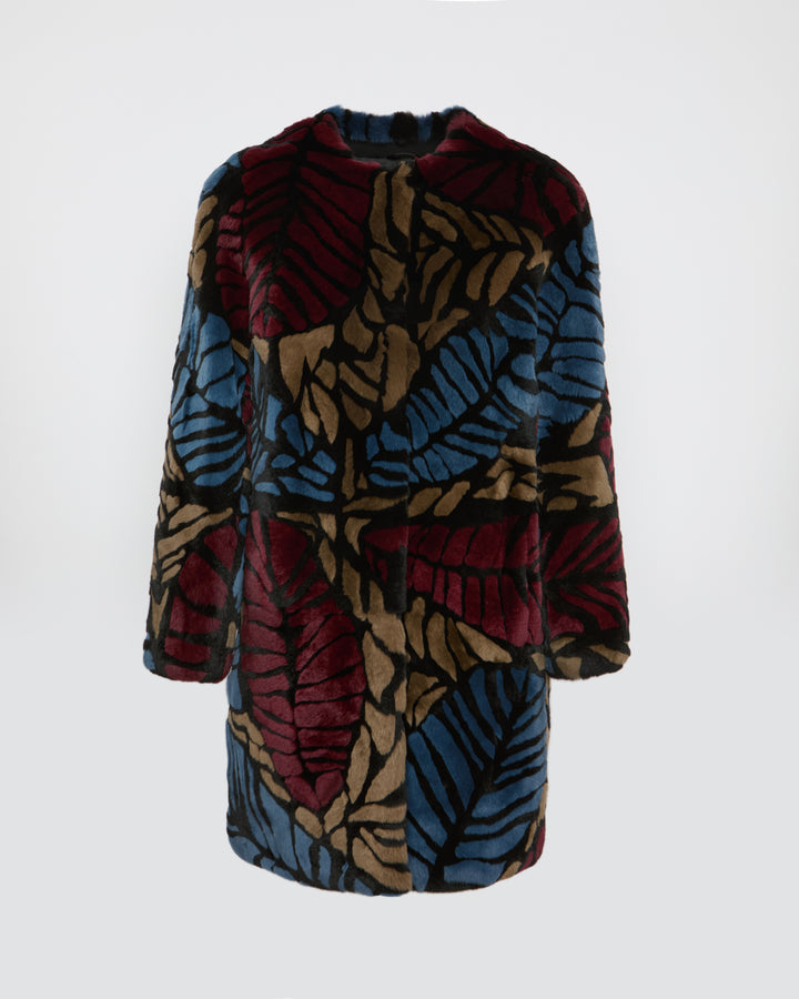 Balck Friday 2025 - Yves Salomon - Long Rex rabbit coat with leaf motif