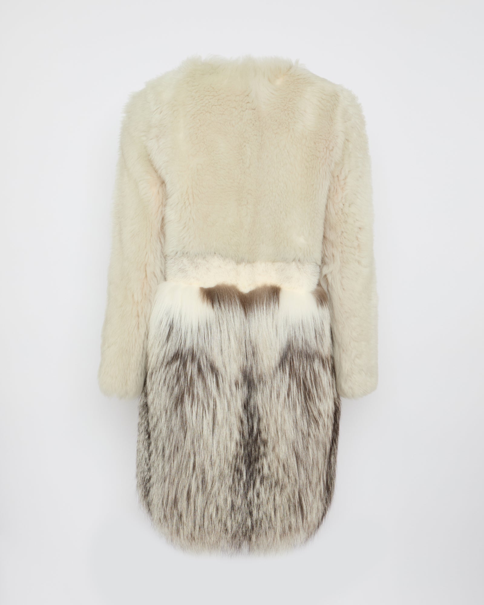 Long coat in lamb, fox and mink - white - Winter sale – Yves