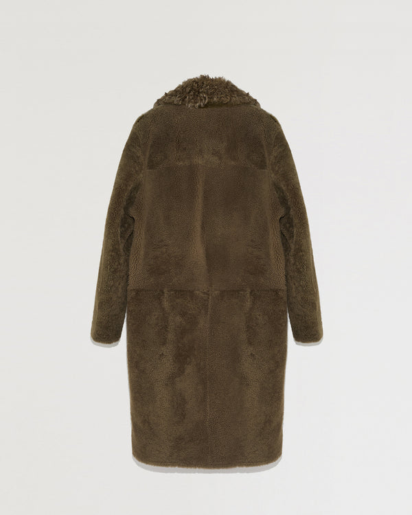 Long coat in long-haired mink, curly Toscana and curly merinillo lambskin