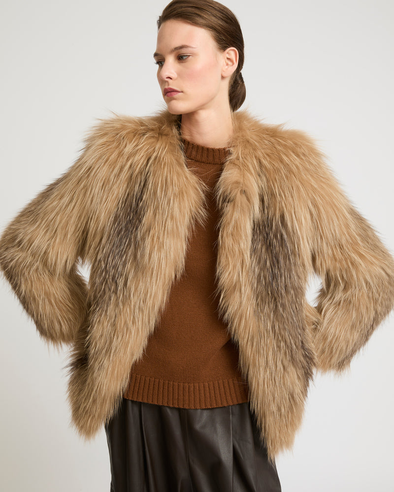 Knitted fox fur jacket - brown - Yves Salomon