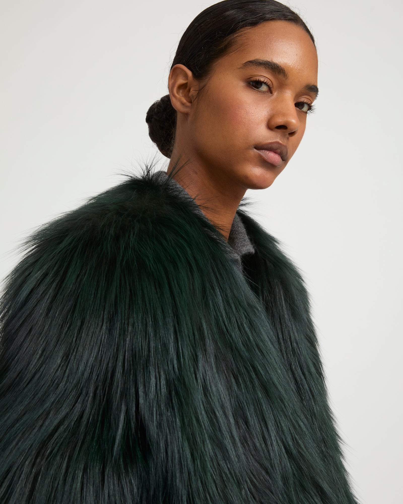 Knitted fox fur jacket - green - Winter sale – Yves Salomon US