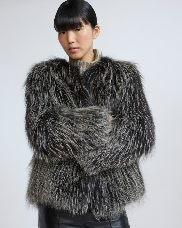 Knitted short fox fur jacket - Yves Salomon - New Fall/Winter Collection