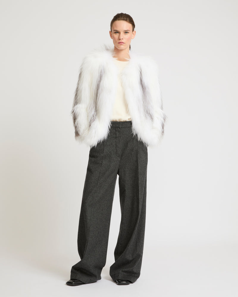 Knitted fox fur jacket - white - Yves Salomon