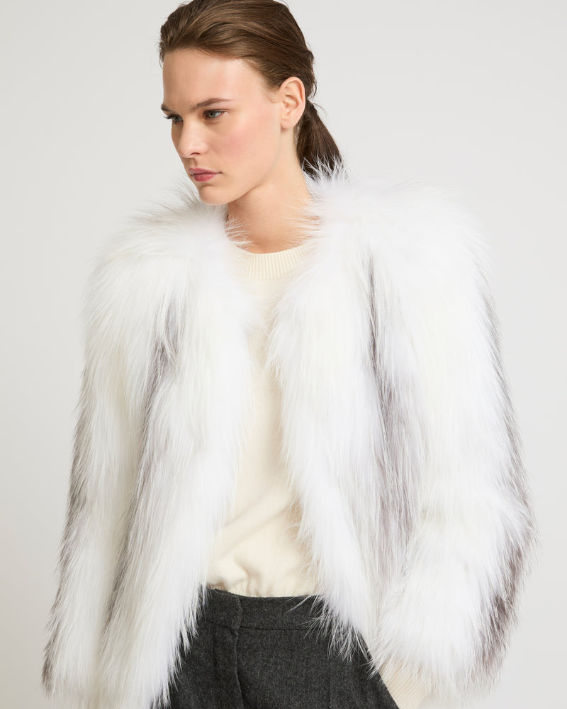 Knitted fox fur jacket - white - Yves Salomon