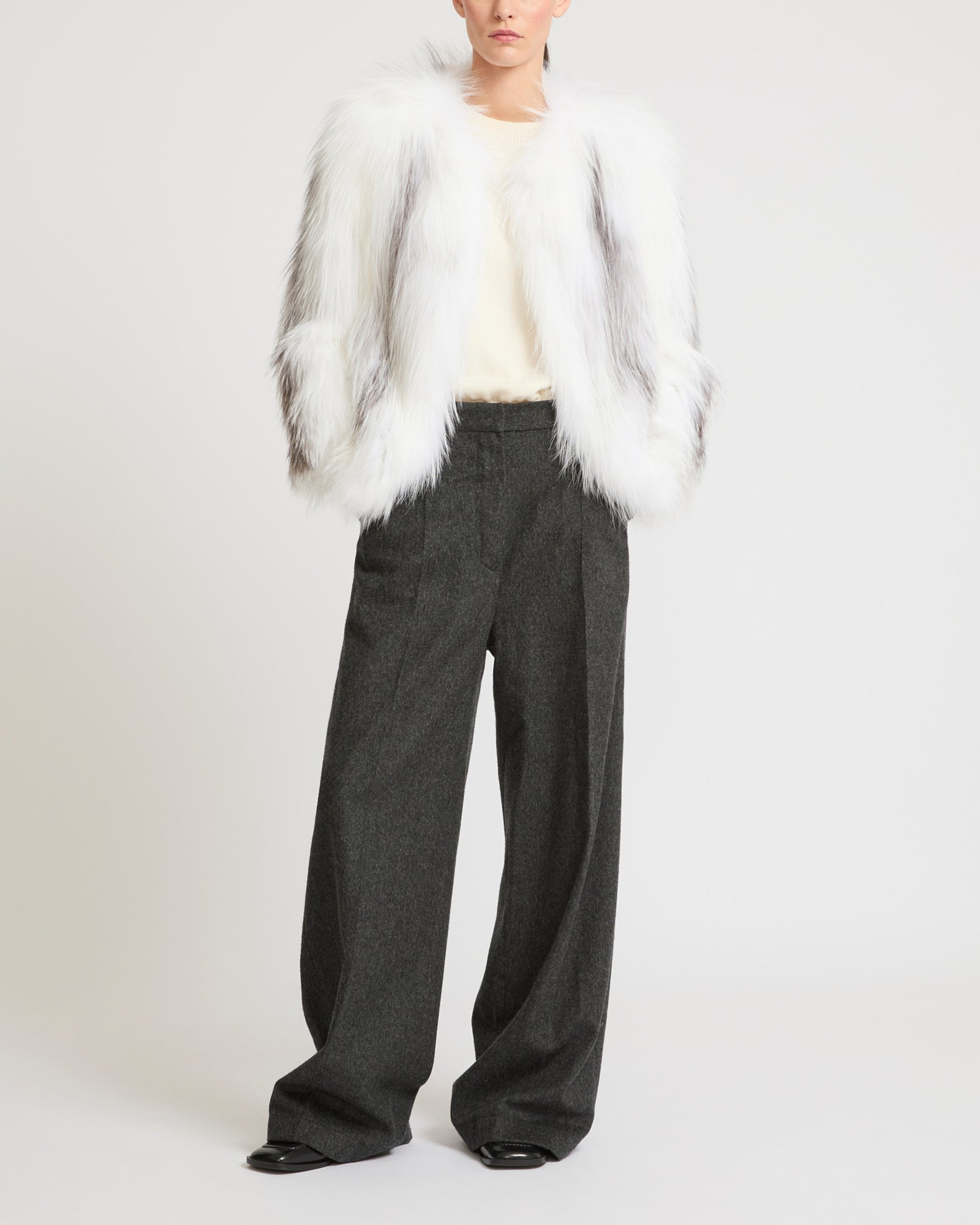 激安通販サイト - white - jacket fur fox Knitted Yves US Salomon Yves – Salomon トップス
